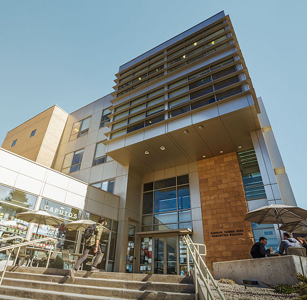 image of the front of the Carol Irish Humanities Building.