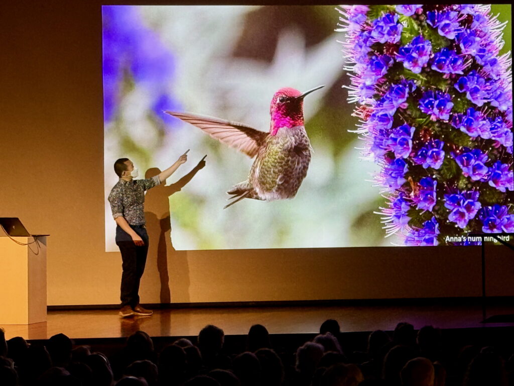 Ed Yong with hummingbird photo